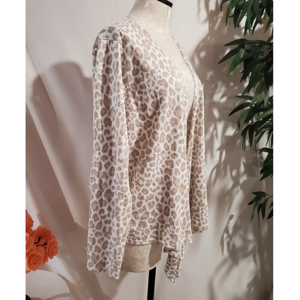 Belle Kim Gravel Lot of 2 Open Waterfall Cardigans Size XL Camo Animal Leopard - Picture 5 of 13